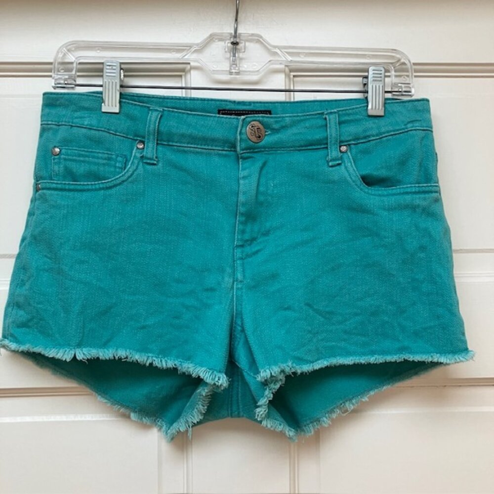 STS  Blue Teal denim shorts with raw edge size 5